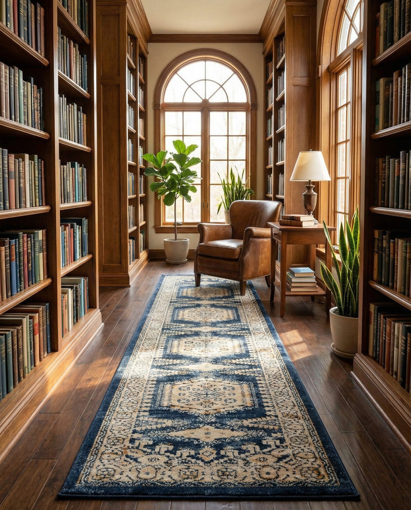 Eden Oasis Collection Area Rug -  Refuge (Dark Blue) Runner Dark Blue  lifestyle 75