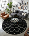 Trellis Mosaic Collection Area Rug - Arborville (Black) Round Black  lifestyle 65