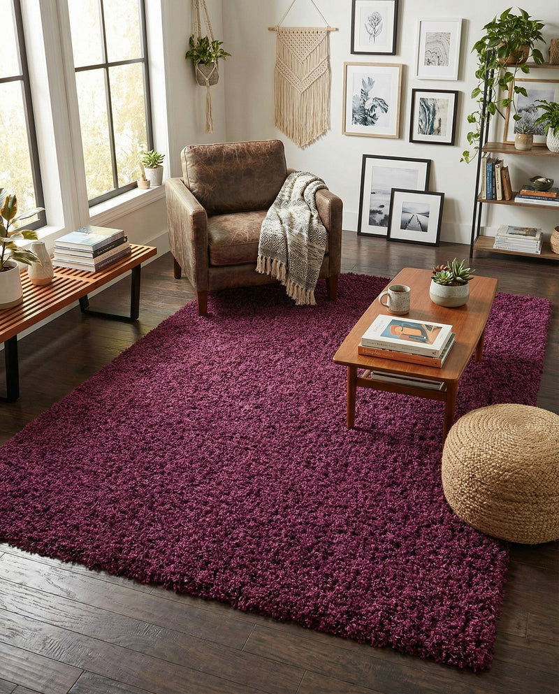 Plush Oasis Collection Area Rug - Serenity (Eggplant Purple) Rectangle Eggplant Purple  lifestyle 29