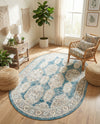 Seville Stripes Collection Area Rug -  Granada (Blue) Oval Blue  lifestyle 51