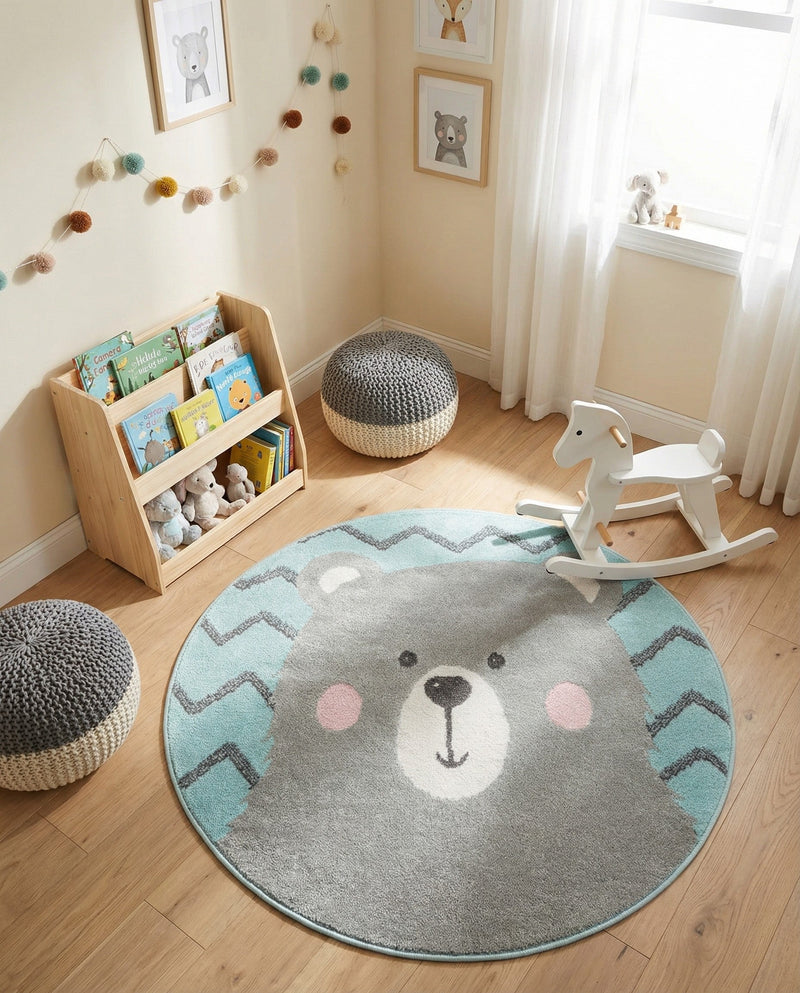 Wonder Tykes Collection Area Rug -  Whirlwind Round Blue  lifestyle 6
