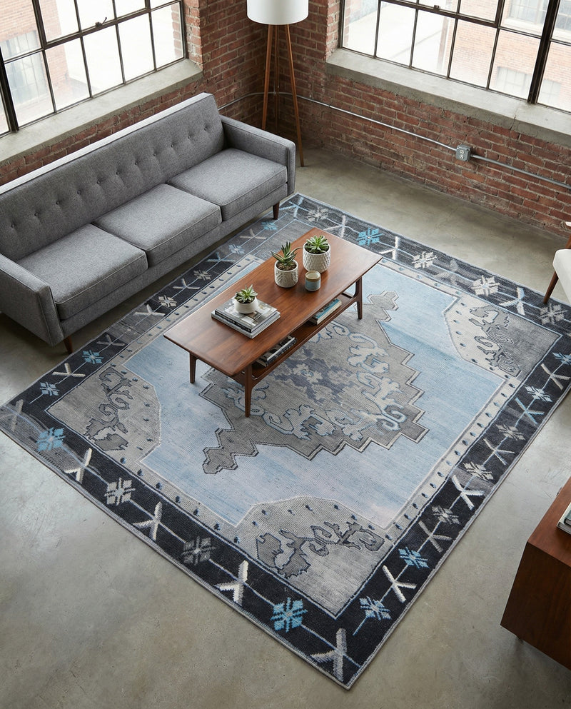 Heritage Elegance Collection Area Rug -  Winterthur (Blue Gray) Square Blue Gray  lifestyle 80