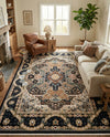 Persian Elegance Collection Area Rug -  Shiraz Rectangle Navy Blue  lifestyle 23