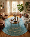 Dover Terrace Collection Area Rug -  Lagoon (Aqua) Round Aqua  lifestyle 56