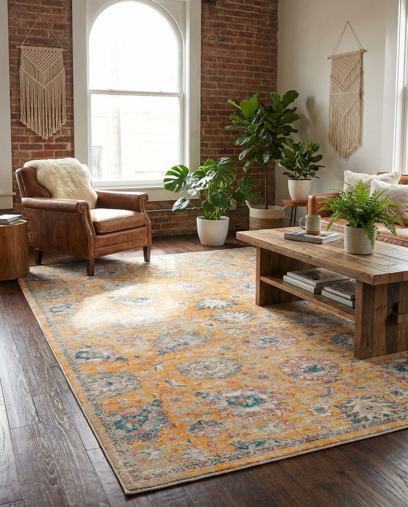 Seville Stripes Collection Area Rug -  Cordoba (Yellow) Rectangle Yellow  lifestyle 27