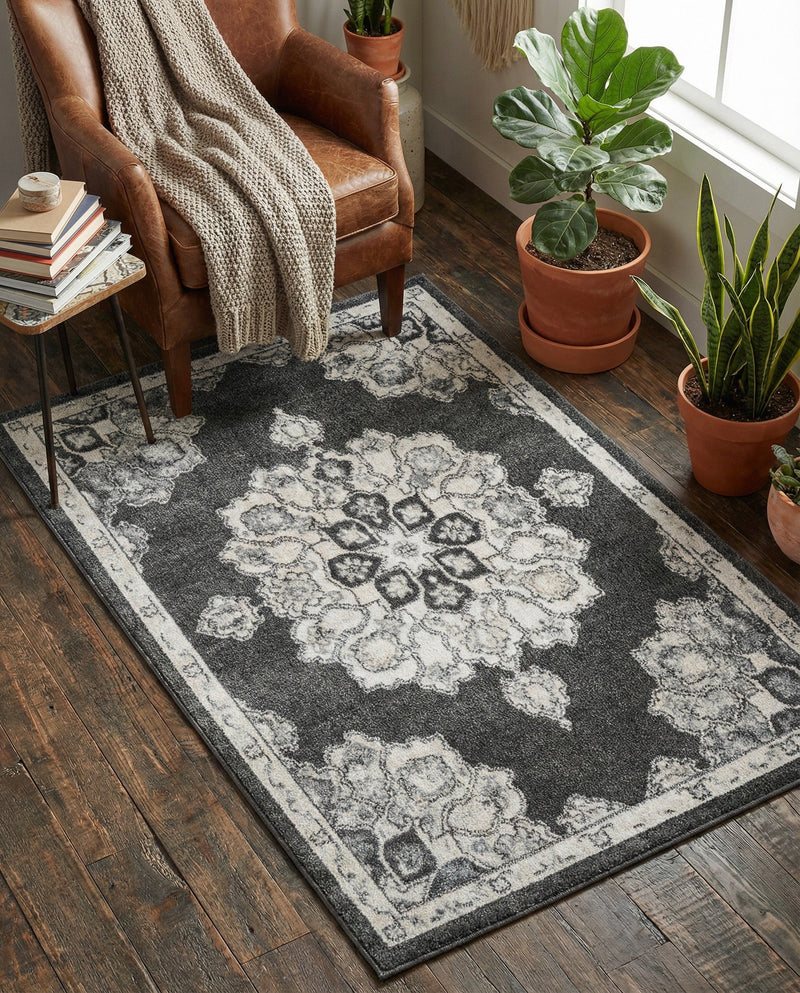 Beverly Grove Collection Area Rug - Melrose (Charcoal) Rectangle Charcoal  lifestyle 19
