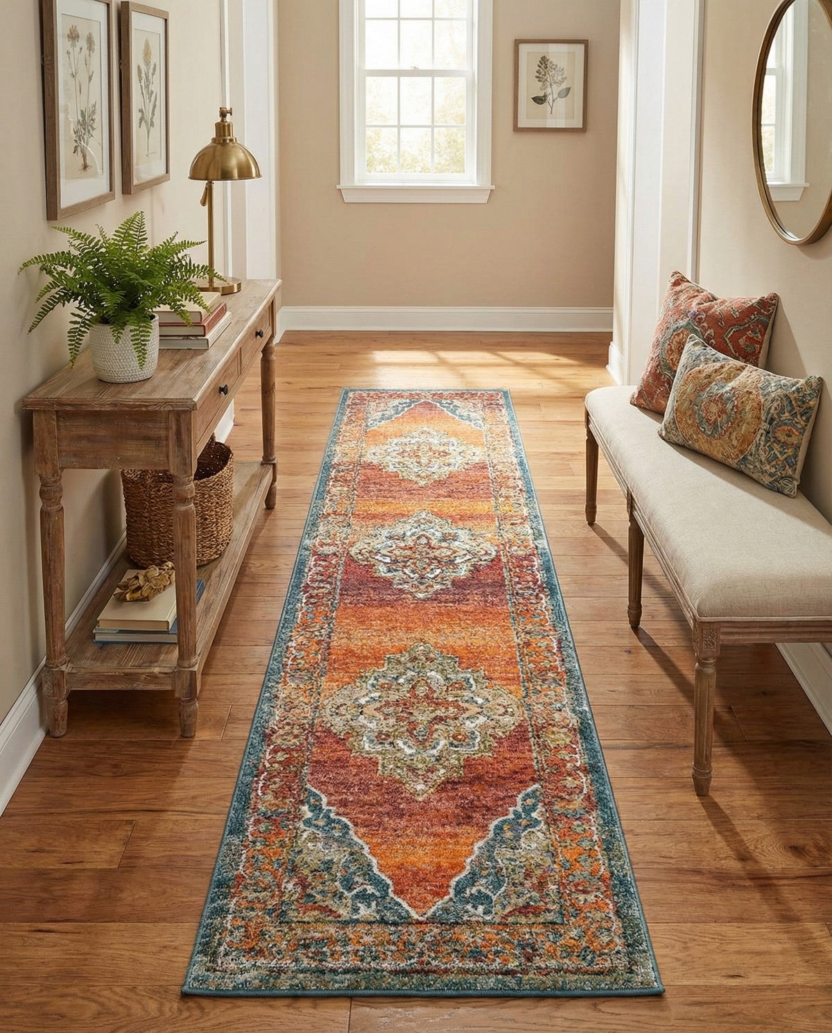 Savannah Soiree Collection Area Rug - Serengeti (Rust Red) Runner Rust Red  lifestyle 60