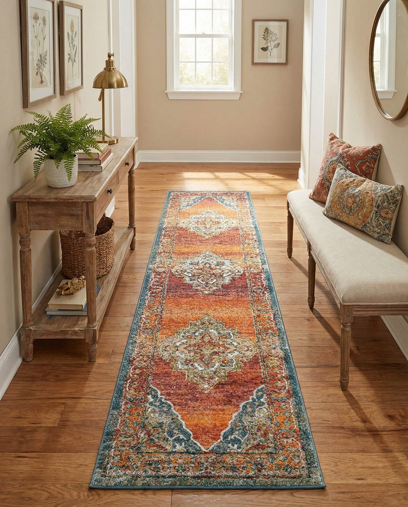 Savannah Soiree Collection Area Rug - Serengeti (Rust Red) Runner Rust Red  lifestyle 60