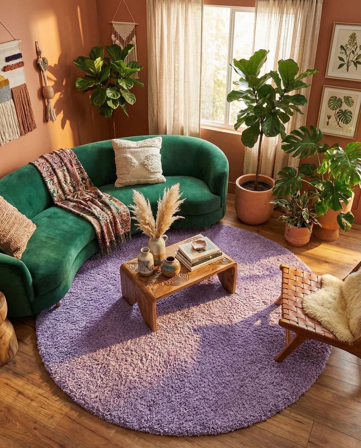 Plush Oasis Collection Area Rug - Serenity (Lilac) Round Lilac  lifestyle 92