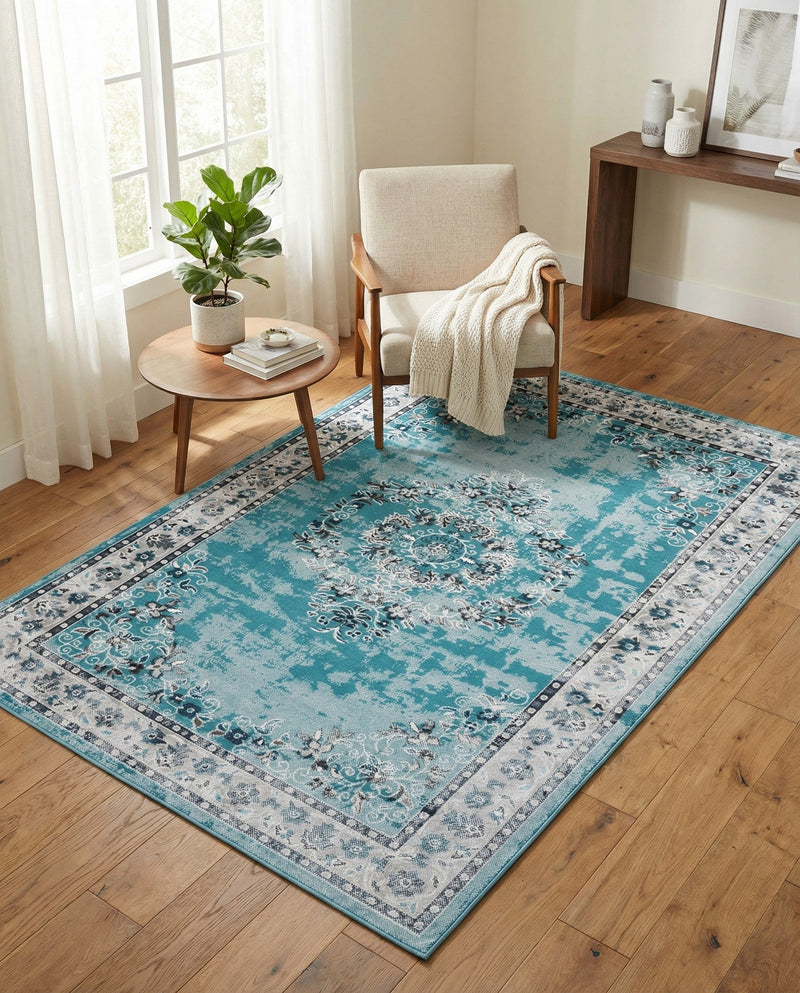 Geneva Terrace Collection Area Rug -  Yverdon Rectangle Blue  lifestyle 24