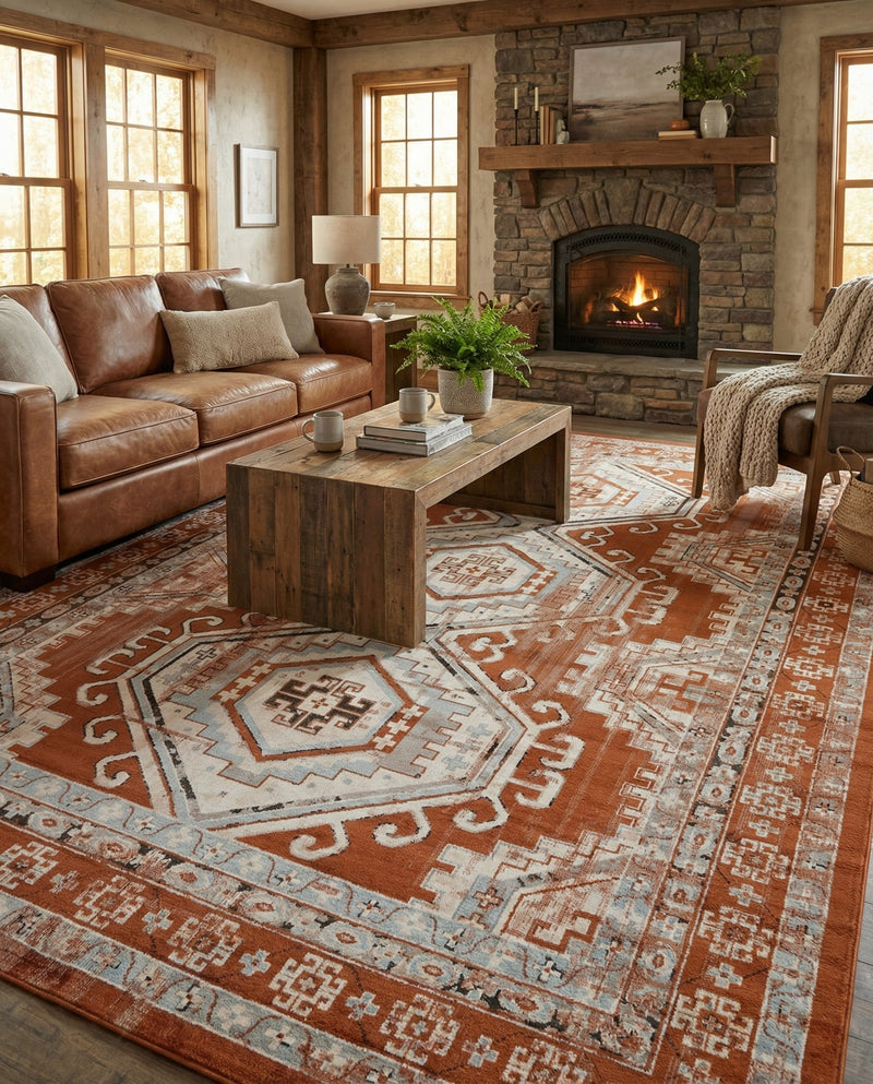 Savannah Elegance Collection Area Rug -  Tybee (Terracotta) Rectangle Terracotta  lifestyle 27