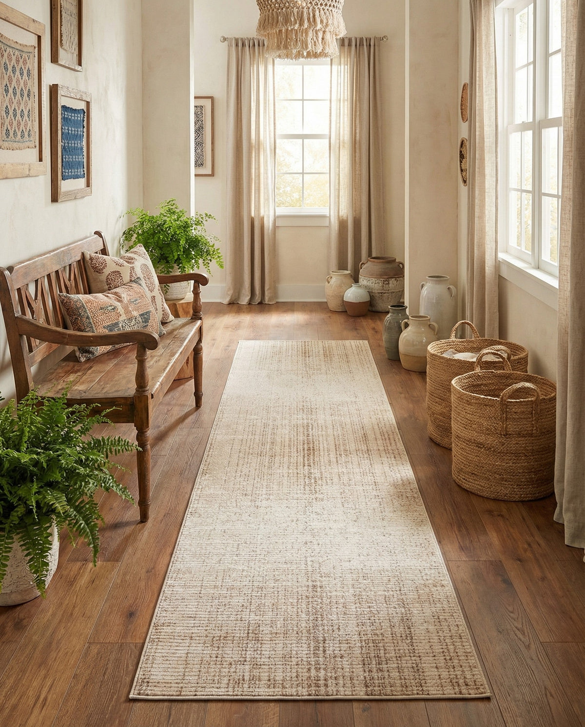 Jewel Oasis Collection Area Rug - Sapphire (Ivory) Runner Ivory  lifestyle 119