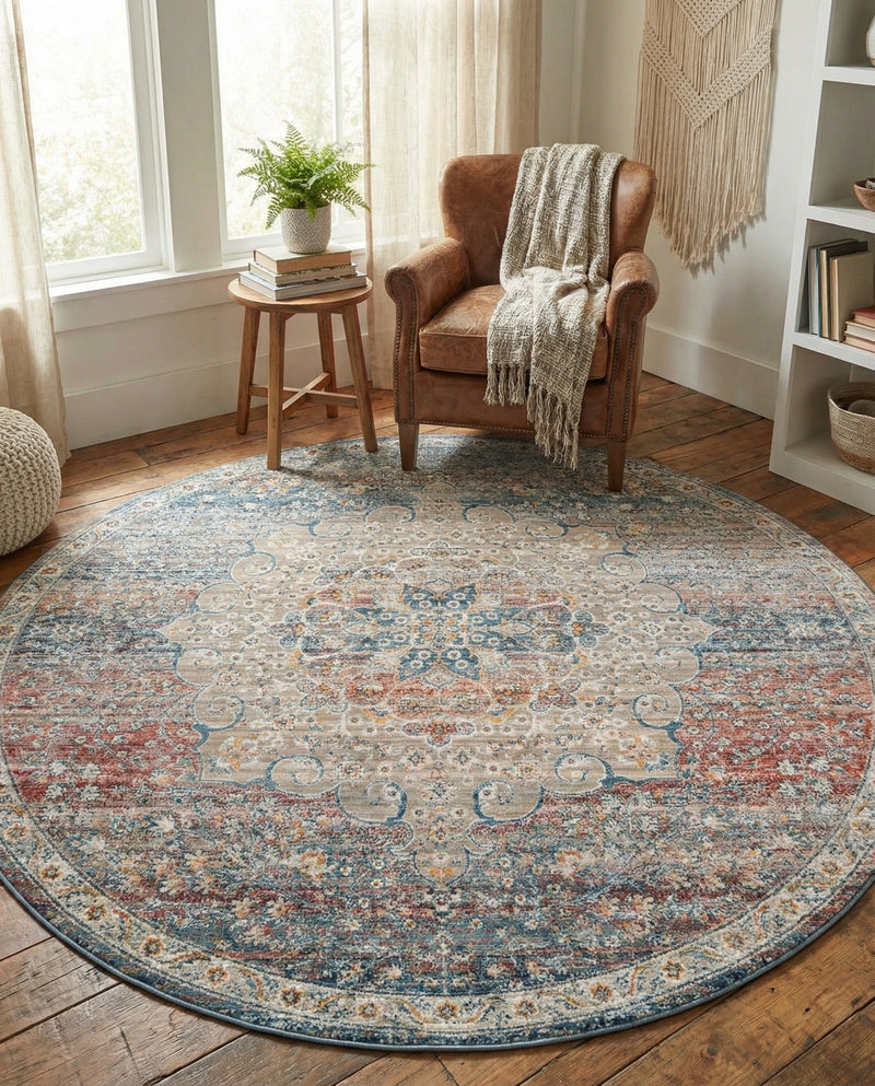 Coastal Haven Collection Area Rug - Seabreeze (Multi) Round Multi  lifestyle 39