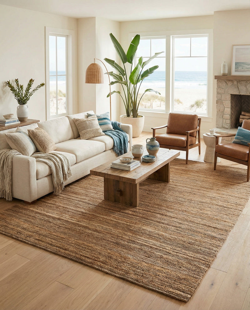 Coastal Haven Jute Collection Area Rug - Malibu Rectangle Sepia Brown  lifestyle 16