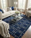 Hollywood Luxe Collection Area Rug -  Beverly (Navy Blue Silver) Square Navy Blue Silver  lifestyle 34