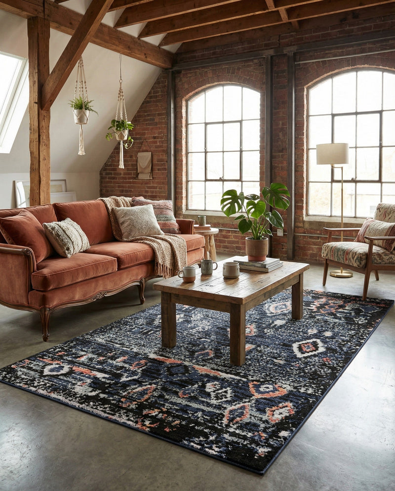 Tangier Treasures Collection Area Rug - Casablanca Rectangle Navy Blue  lifestyle 20