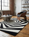 Cyclone Wool Collection Area Rug -  Twister Rectangle Black and White  lifestyle 11