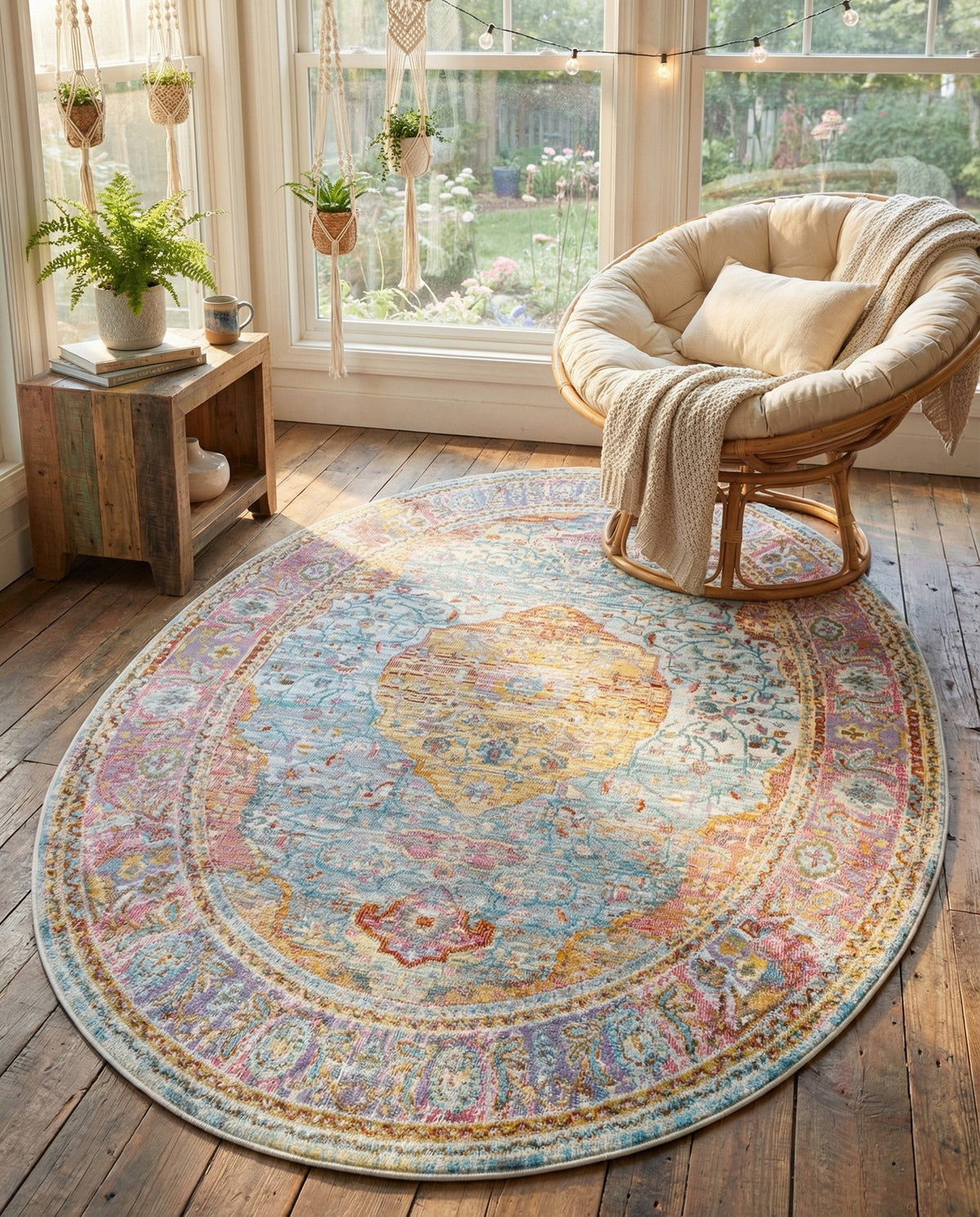 Caribbean Breeze Collection Area Rug -  Vieques Oval Light Blue  lifestyle 168