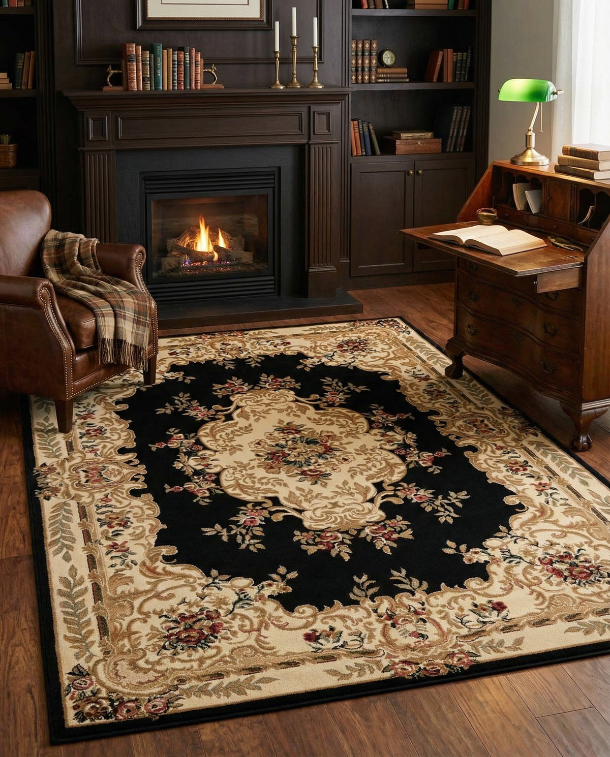 Versailles Elegance Collection Area Rug -  Vincennes Rectangle Black  lifestyle 46
