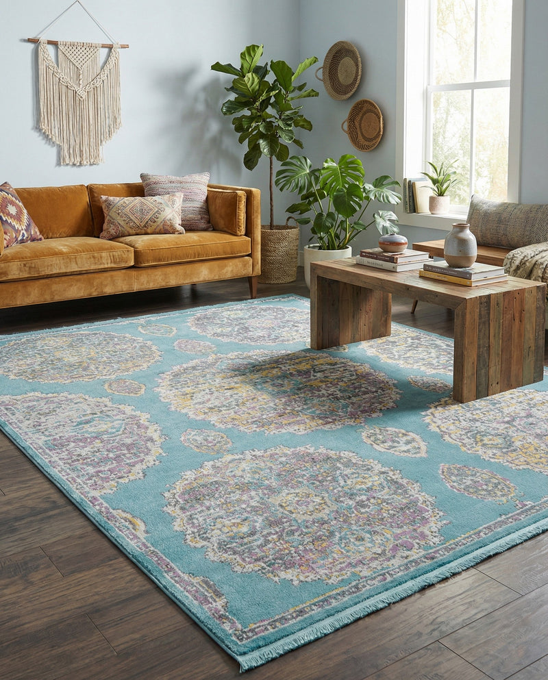 Arcadia Rugs Collection Area Rug -  Atlantis (Blue) Rectangle Blue  lifestyle 13