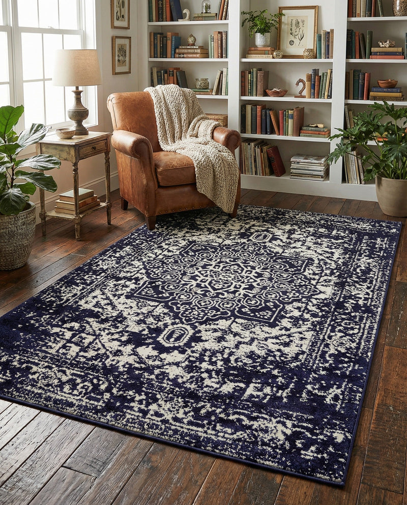 Georgetown Rugs Collection Area Rug - Dupont (Navy Blue) Rectangle Navy Blue  lifestyle 18