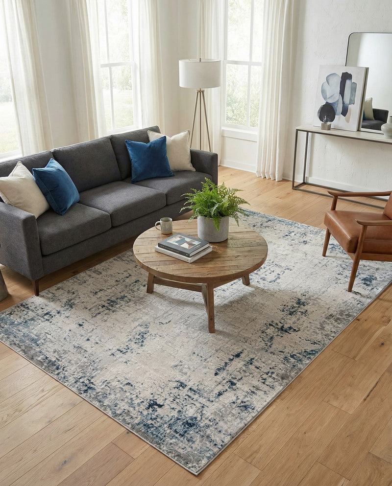 Aegean Elegance Collection Area Rug -  Milos Rectangle Gray Blue  lifestyle 23