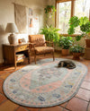 Savannah Series Collection Area Rug -  Augusta (Pink) Oval Pink  lifestyle 70