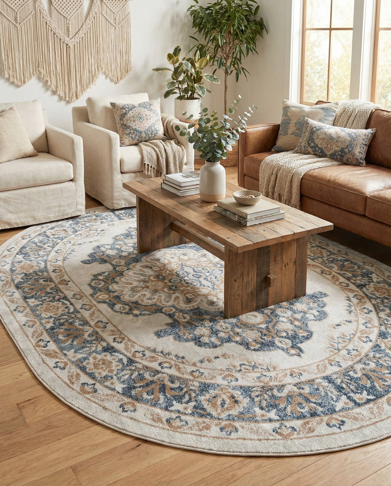 Cambridge Classics Collection Area Rug -  Magdalene (Cream) Oval Cream  lifestyle 72