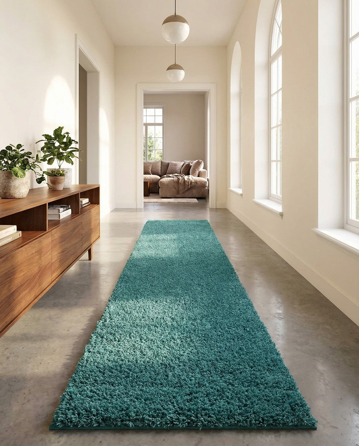 Plush Oasis Collection Area Rug - Serenity (Deep Aqua Blue) Runner Deep Aqua Blue  lifestyle 91