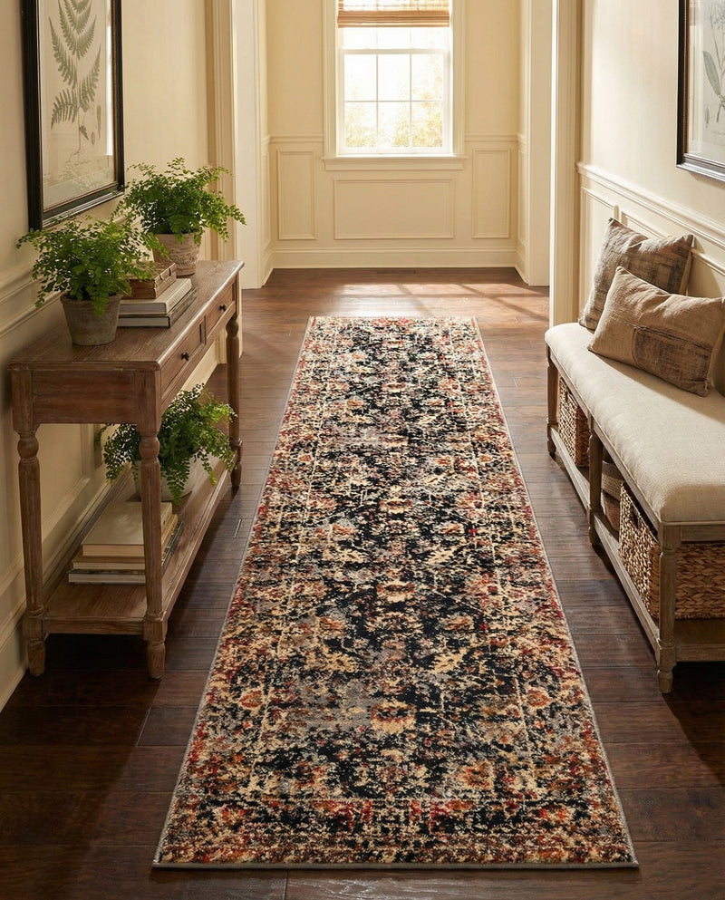Neptune Elegance Collection Area Rug -  Galatea (Black) Runner Black  lifestyle 51