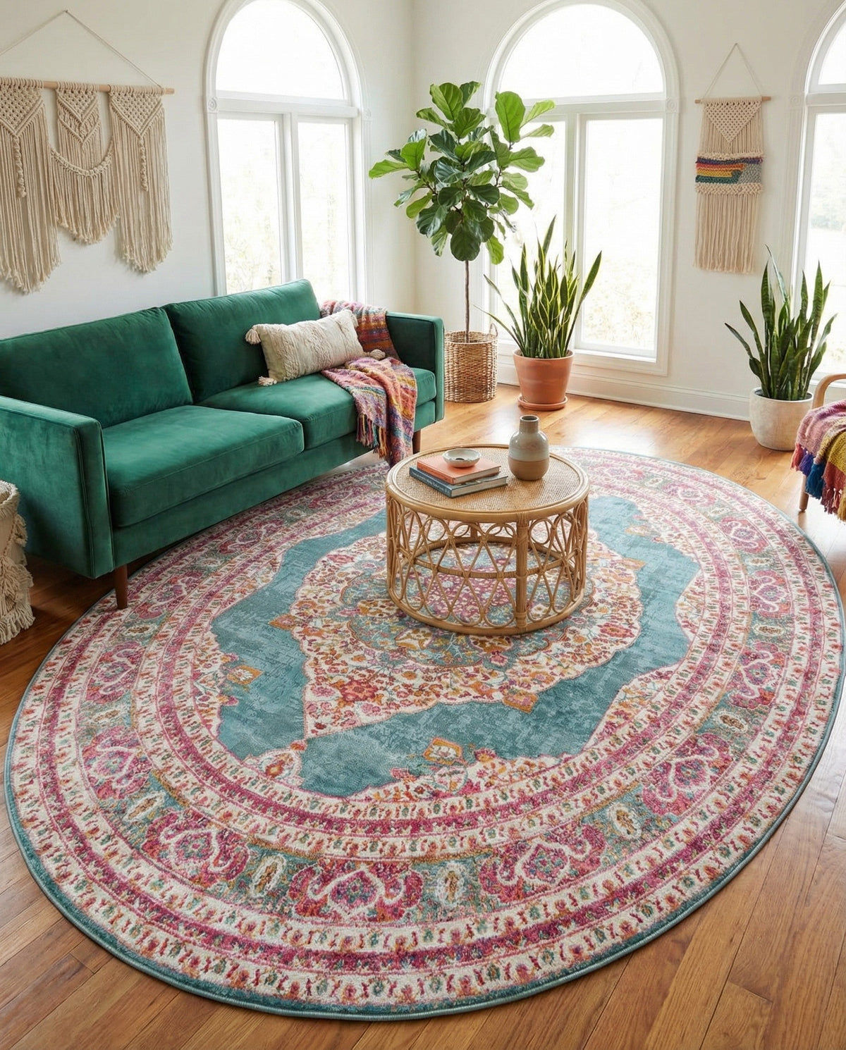 Caribbean Breeze Collection Area Rug -  Windward Oval Turquoise  lifestyle 165