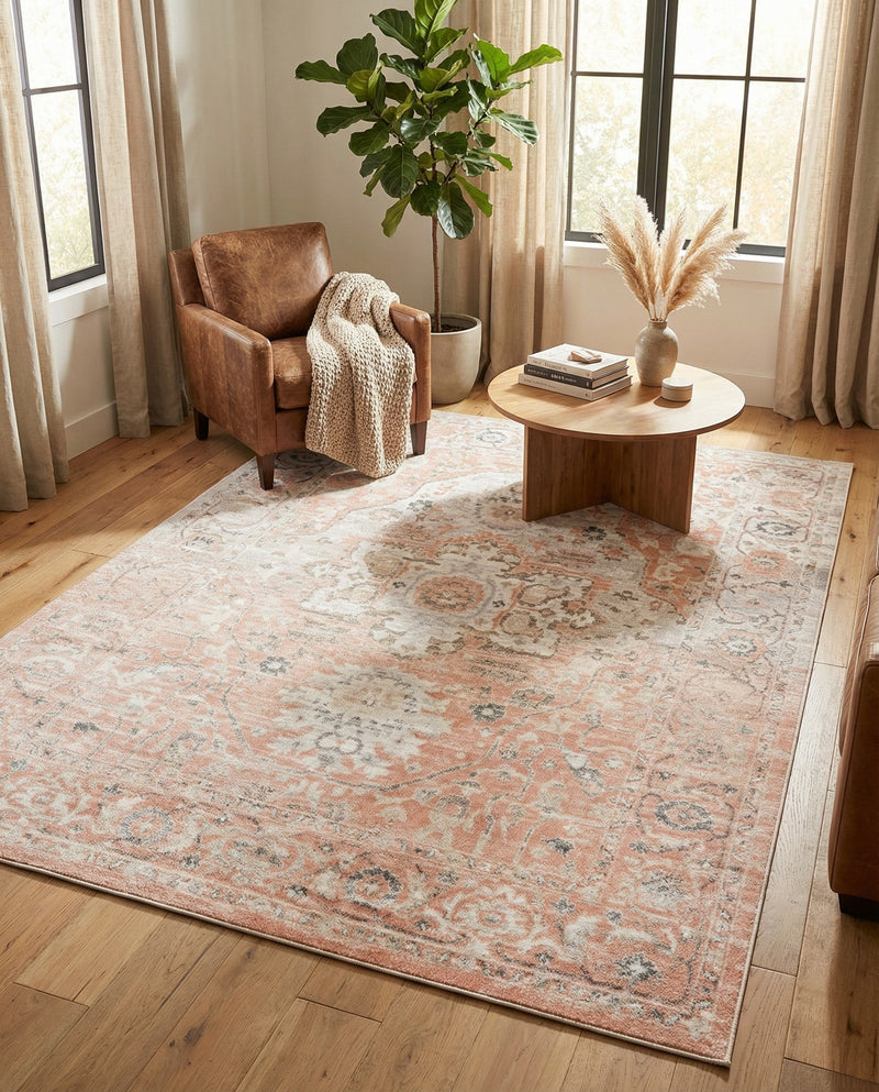 Parisian Elegance Collection Area Rug - Versailles (Rose Pink) Rectangle Rose Pink  lifestyle 21