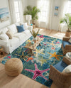 Sorrento Shores Collection Area Rug - Positano Rectangle Navy Blue  lifestyle 6