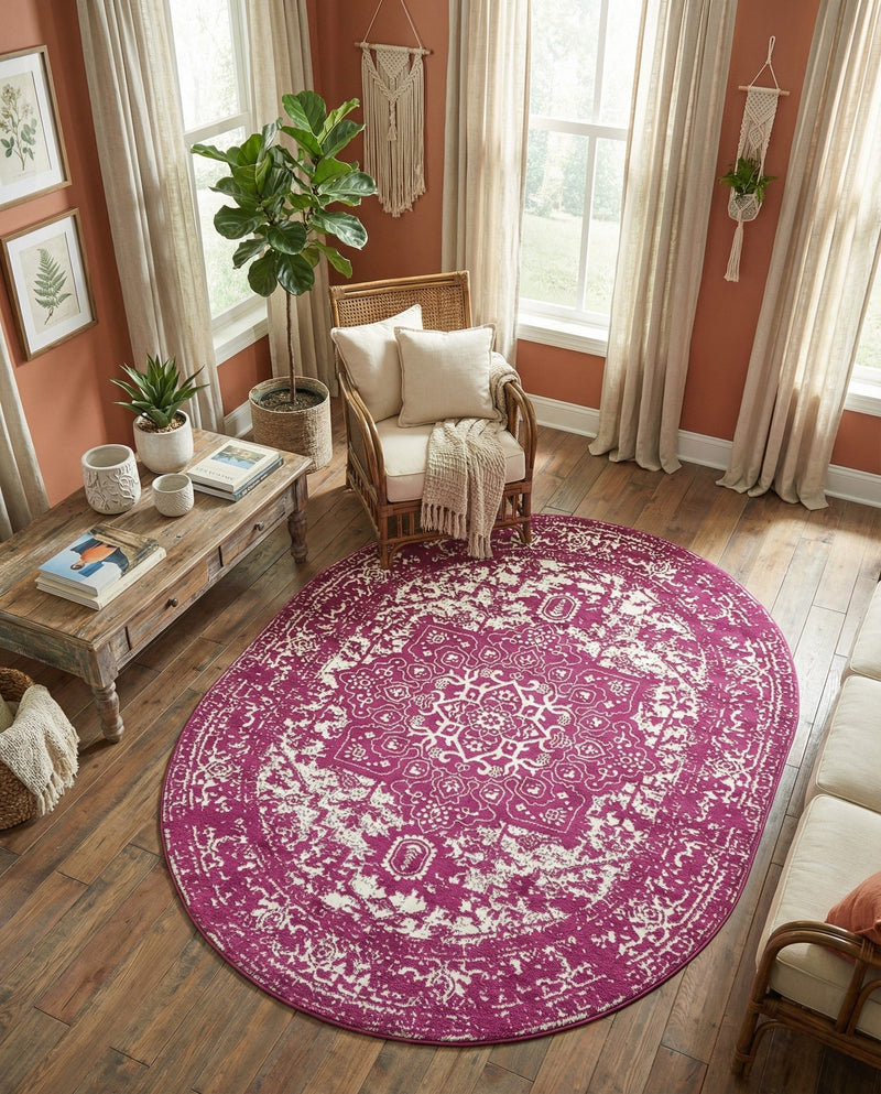 Georgetown Rugs Collection Area Rug - Dupont (Purple) Oval Purple  lifestyle 62