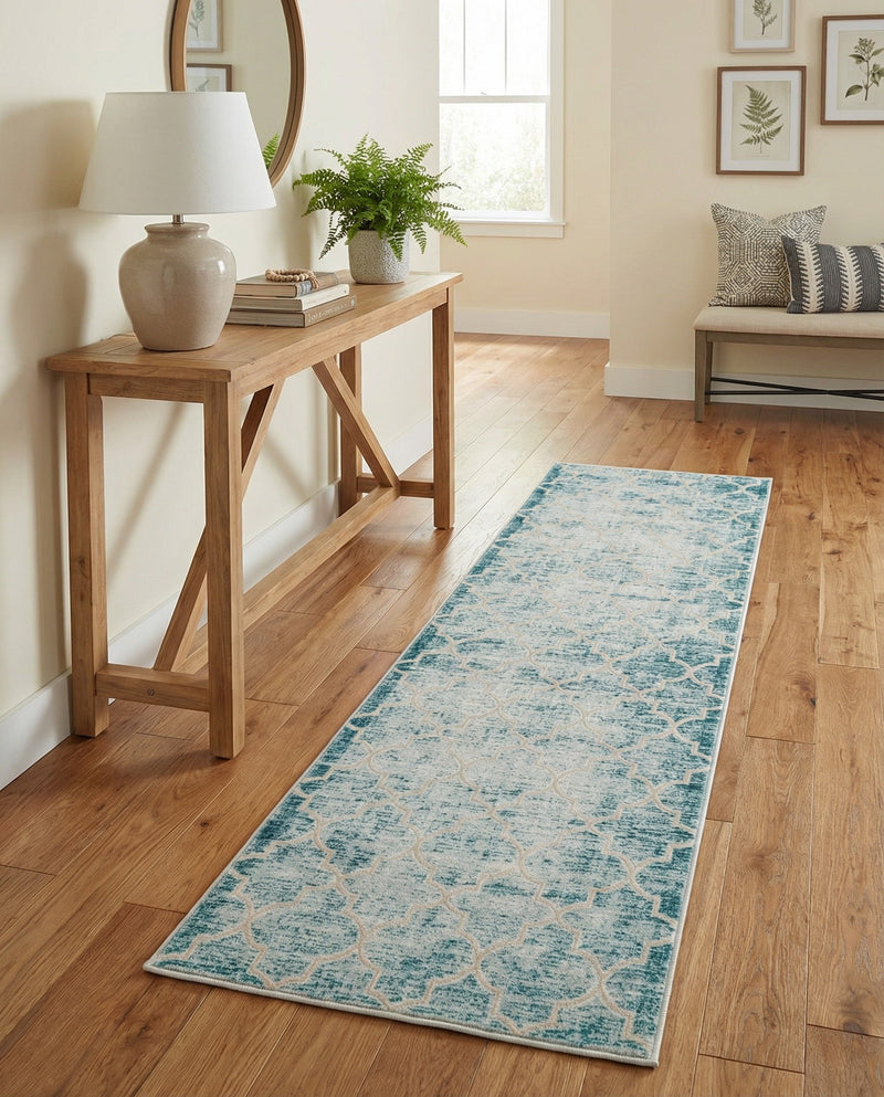 Metro Heights Collection Area Rug -  Midtown Runner Teal  lifestyle 39