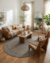 Woven Seaside Jute Collection Area Rug - Savannah (Gray) Oval Gray  lifestyle 61
