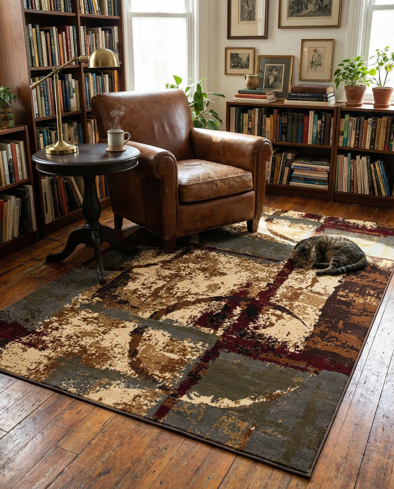 Bistro Lounge Collection Area Rug -  FlatWhite Rectangle Multi  lifestyle 17