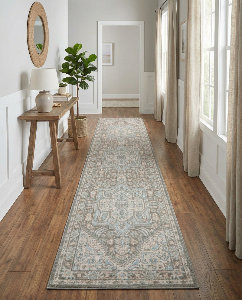 Savannah Series Collection Area Rug - Charleston (Cloud Gray) Runner Cloud Gray  lifestyle 65