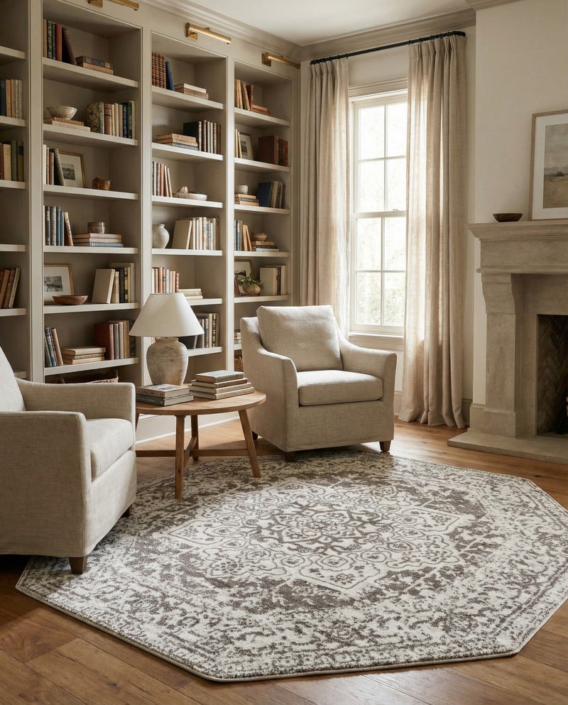 Georgetown Rugs Collection Area Rug - Dupont (White) Octagon White  lifestyle 55
