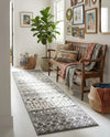 Mediterranean Lattice Collection Area Rug -  Casablanca (Ivory and Gray) Runner Ivory and Gray  lifestyle 76