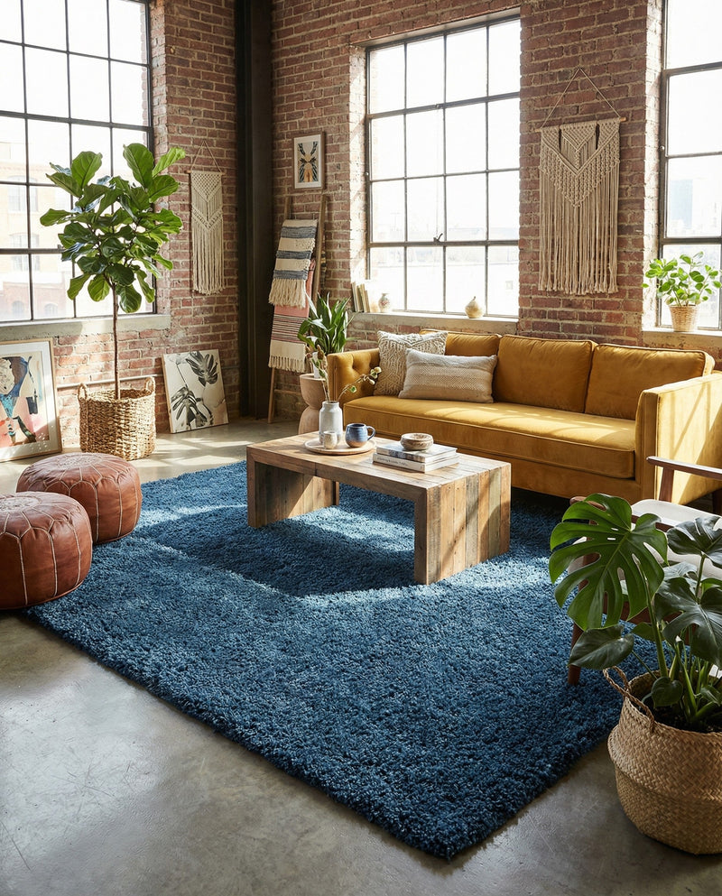 Alpine Plush Collection Area Rug - Verbier Rectangle Dblue  lifestyle 36