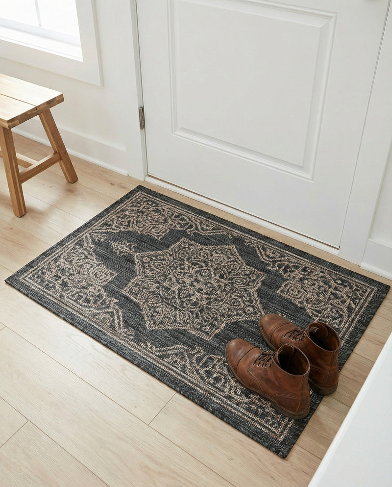 Patio Heritage Collection Area Rug -  Charleston (Charcoal Gray) Rectangle Charcoal Gray  lifestyle 20