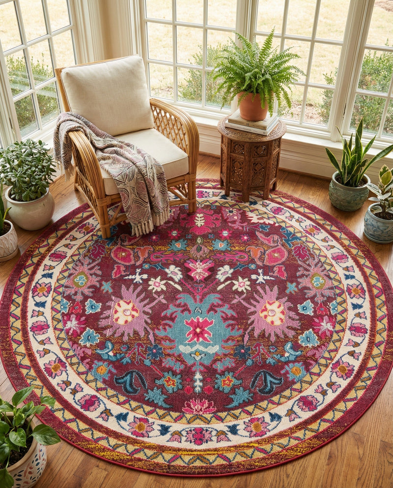 Chateau Elegance Collection Area Rug - Versailles Round Multi  lifestyle 47