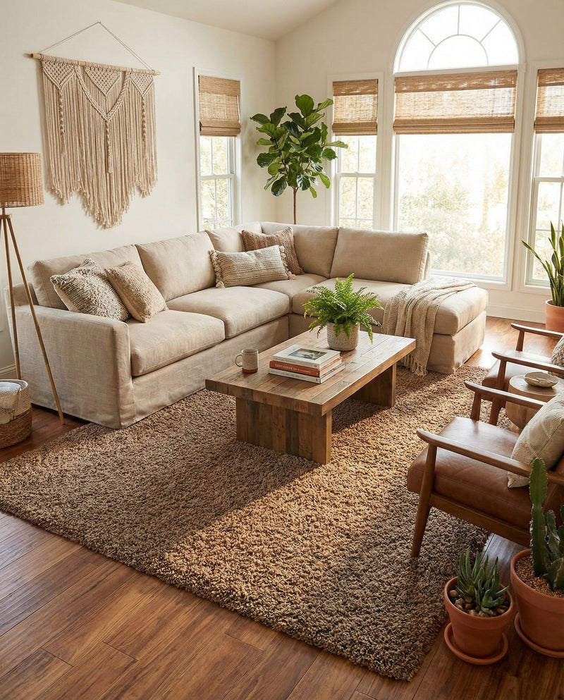 Plush Oasis Collection Area Rug - Serenity (Sandy Brown) Rectangle Sandy Brown  lifestyle 24