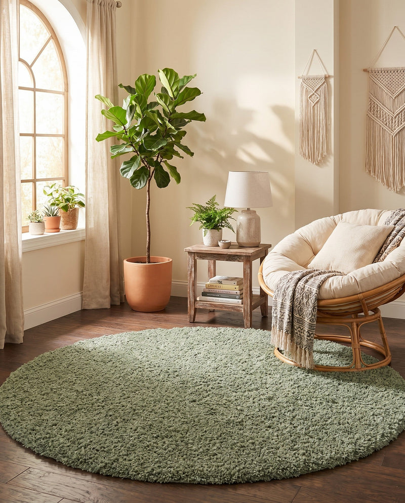 Alpine Plush Collection Area Rug -  Cortina (Sage) Round Sage  lifestyle 51