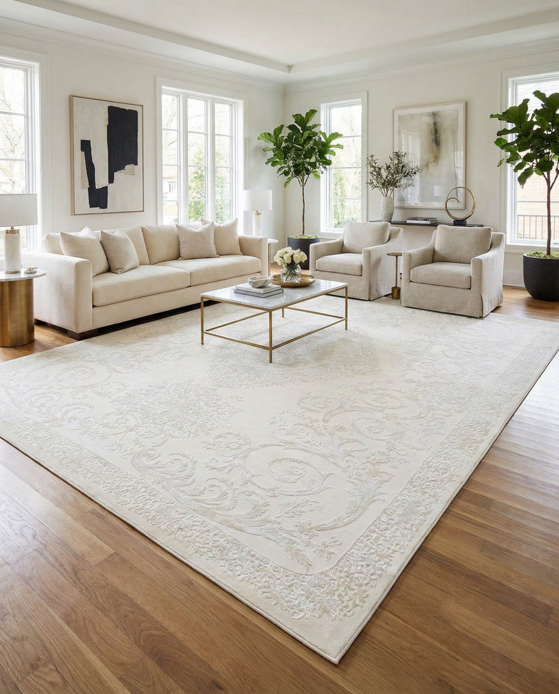 Bloomsbury Elegance Collection Area Rug - Mayfair Rectangle Ivory  lifestyle 50