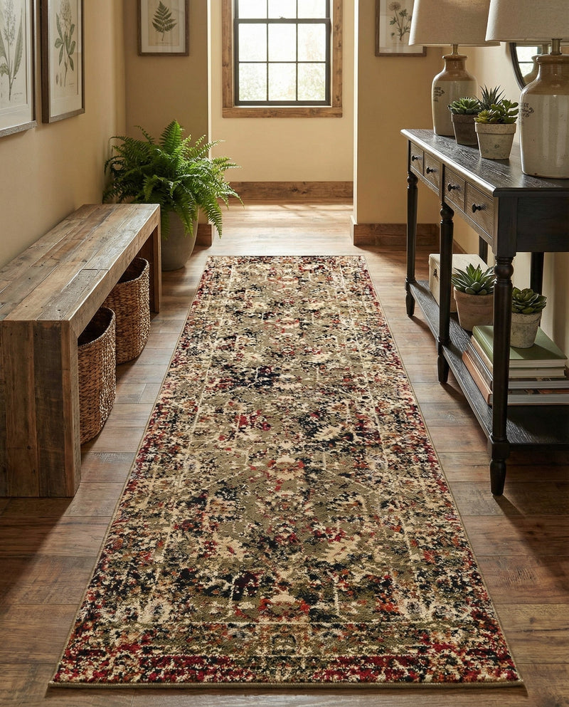 Neptune Elegance Collection Area Rug -  Galatea (Green) Runner Green  lifestyle 64