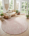 Brighton Stripes Collection Area Rug - Sussex (Pink) Round Pink  lifestyle 28