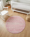 Mediterranean Lattice Collection Area Rug - Santorini (Pink) Round Pink  lifestyle 65