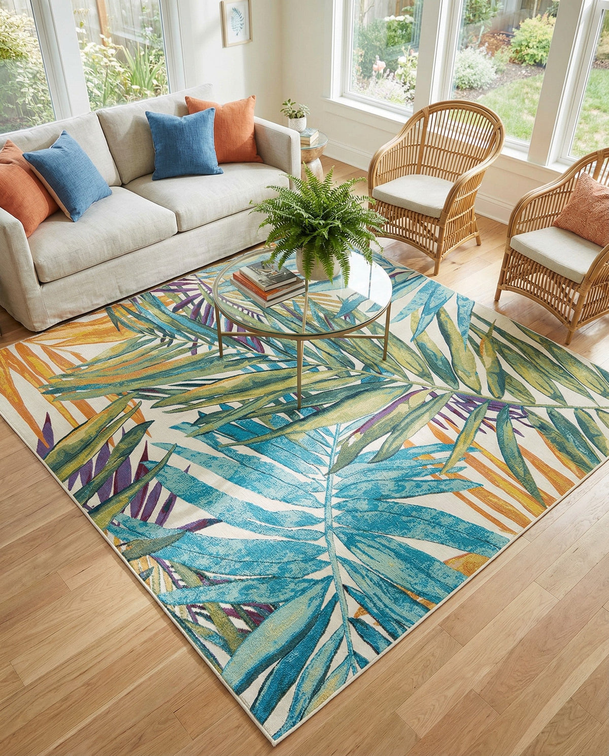 Seaside Blooms Collection Area Rug -  Arcadia Square Multi  lifestyle 115
